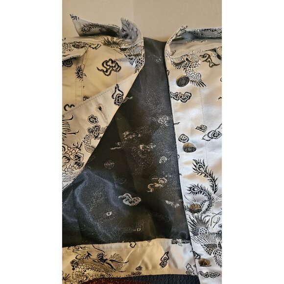 Vintage Savion Womens Satin Dragon Print Jacket PS Black & White - Picture 7 of 9